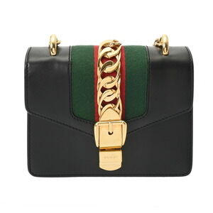Gucci Sylvie leather chain crossbody bag black calfskin leather